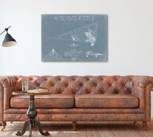 Bella Frye Home & Garden > Decor > Artwork McDonnell Douglas A-12 AVENGER II Aircraft Blueprint Wall Art - Original Fighter Plane Print