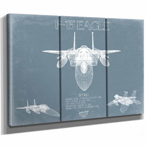 Bella Frye Home & Garden > Decor > Artwork F-15 Eagle Aircraft Blueprint Wall Art - Original Fighter Plane Print