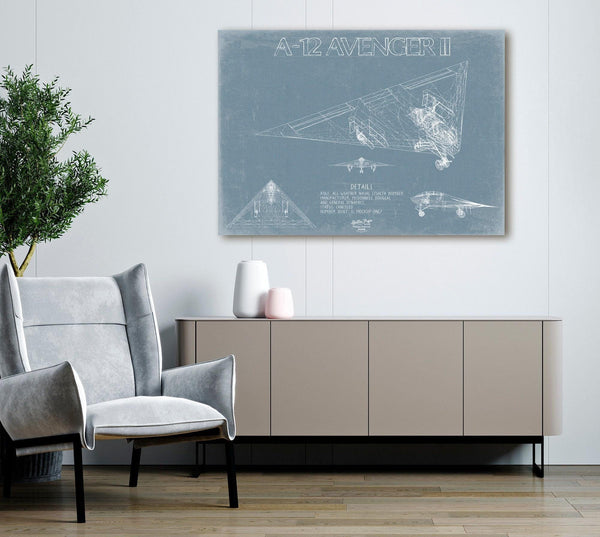 Bella Frye Home & Garden > Decor > Artwork McDonnell Douglas A-12 AVENGER II Aircraft Blueprint Wall Art - Original Fighter Plane Print