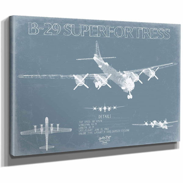 Bella Frye Home & Garden > Decor > Artwork B-29 Superfortress Aircraft Blueprint Wall Art - Original Aviation Plane Print