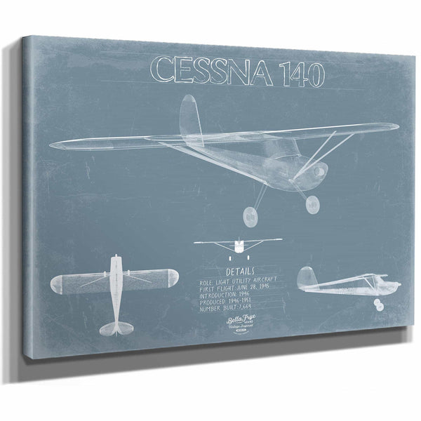 Bella Frye Home & Garden > Decor > Artwork Cessna 140 Aircraft Blueprint Wall Art - Original Airplane Print