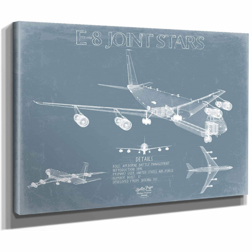 Bella Frye Home & Garden > Decor > Artwork Northrop Grumman E-8 Joint STARS Aircraft Blueprint Wall Art - Original Aviation Plane Print
