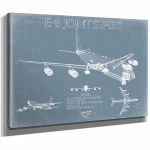 Bella Frye Home & Garden > Decor > Artwork Northrop Grumman E-8 Joint STARS Aircraft Blueprint Wall Art - Original Aviation Plane Print