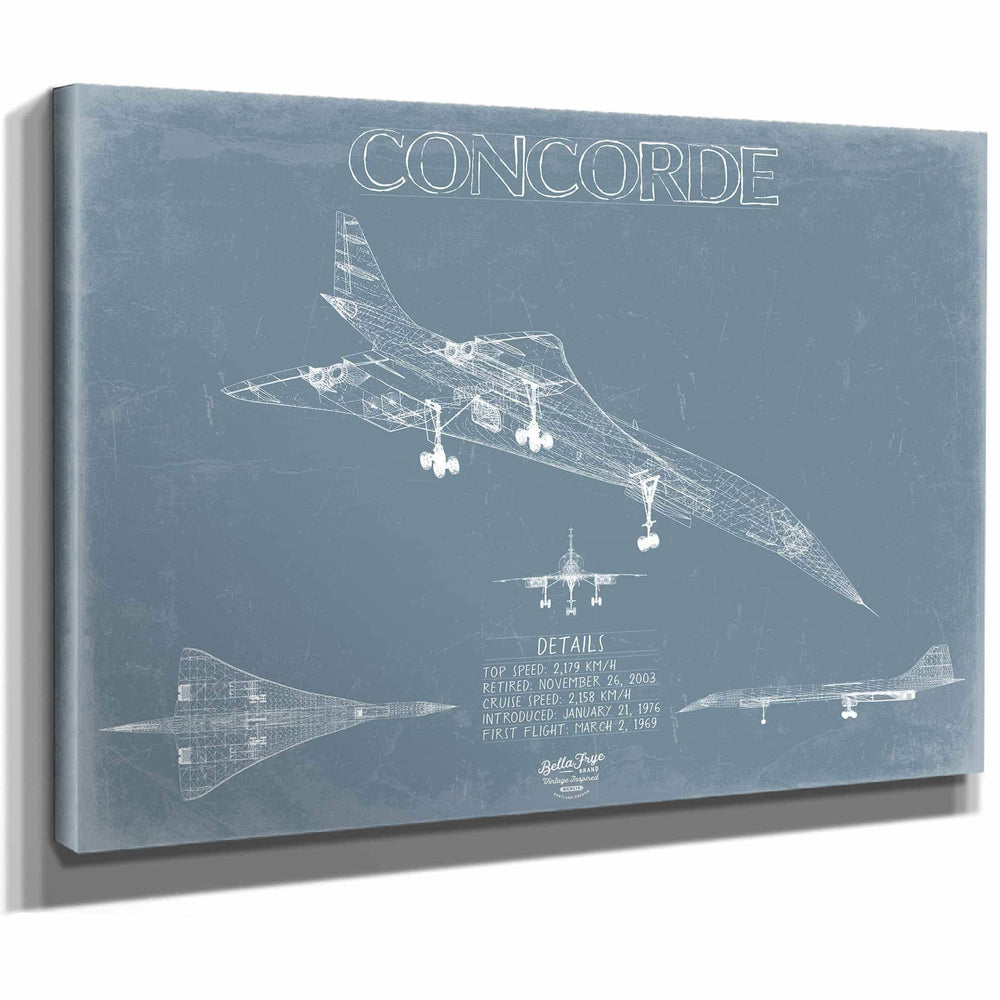 Bella Frye Home & Garden > Decor > Artwork Concorde Aircraft Blueprint Wall Art - Original Airplane Print