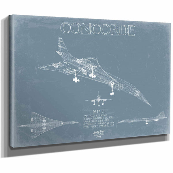 Bella Frye Home & Garden > Decor > Artwork Concorde Aircraft Blueprint Wall Art - Original Airplane Print
