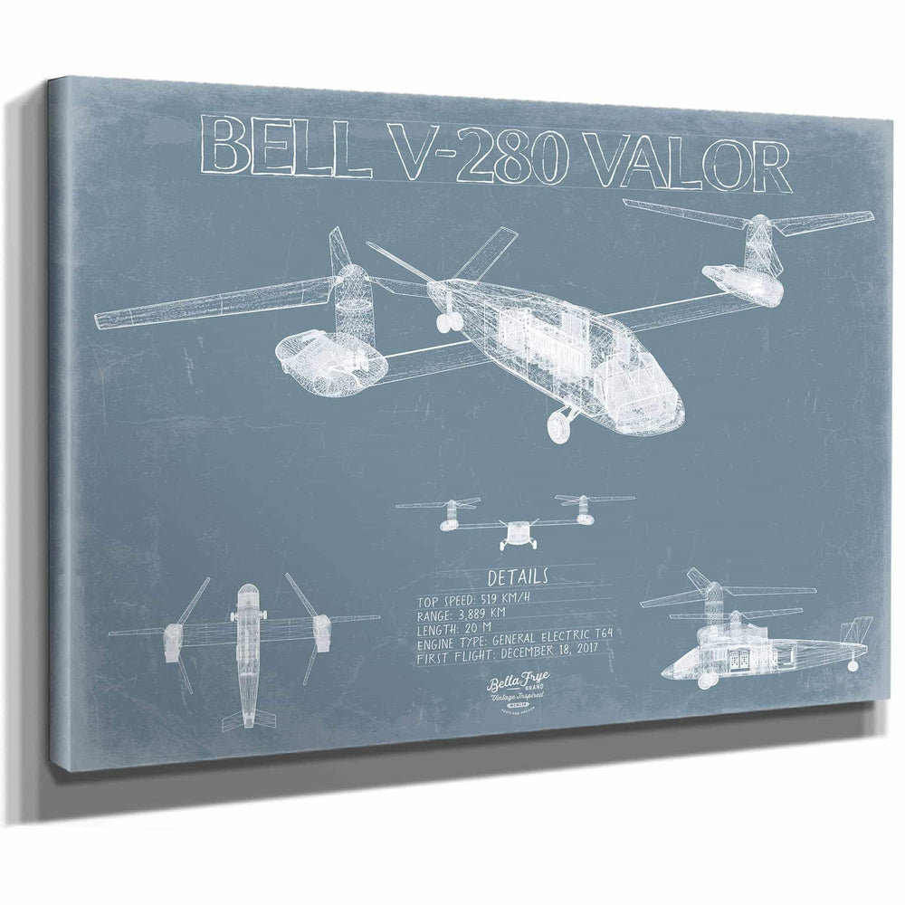 Bella Frye Home & Garden > Decor > Artwork Bell V-280 Valor Aircraft Blueprint Wall Art - Original Aviation Plane Print