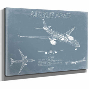 Bella Frye Home & Garden > Decor > Artwork Airbus A350 Aircraft Blueprint Wall Art - Original Aviation Plane Print