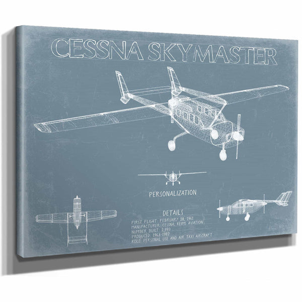 Bella Frye Home & Garden > Decor > Artwork Cessna 337 Skymaster Aircraft Blueprint Wall Art - Original Airplane Print