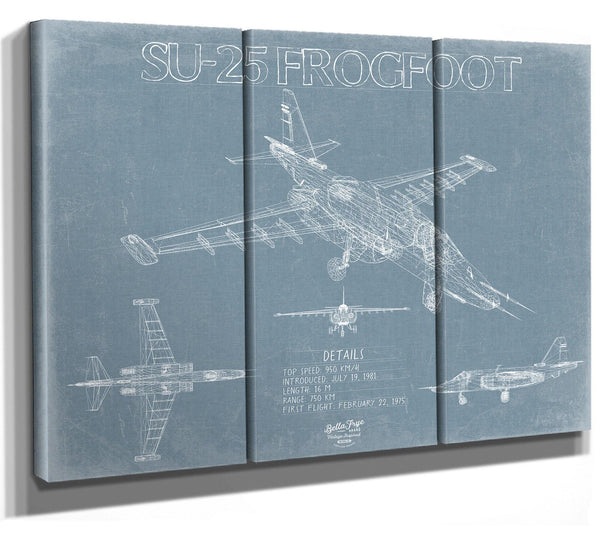 Bella Frye Home & Garden > Decor > Artwork Sukhoi Su-25 Frogfoot Aircraft Blueprint Wall Art - Original Fighter Plane Print