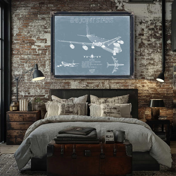 Bella Frye Home & Garden > Decor > Artwork Northrop Grumman E-8 Joint STARS Aircraft Blueprint Wall Art - Original Aviation Plane Print