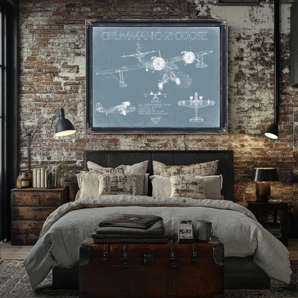 Bella Frye Home & Garden > Decor > Artwork Grumman G-21 Goose Blueprint Wall Art - Original Airplane Print