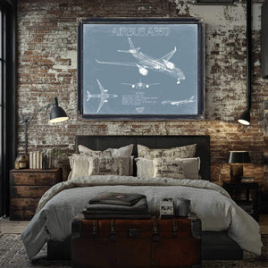 Bella Frye Home & Garden > Decor > Artwork Airbus A350 Aircraft Blueprint Wall Art - Original Aviation Plane Print
