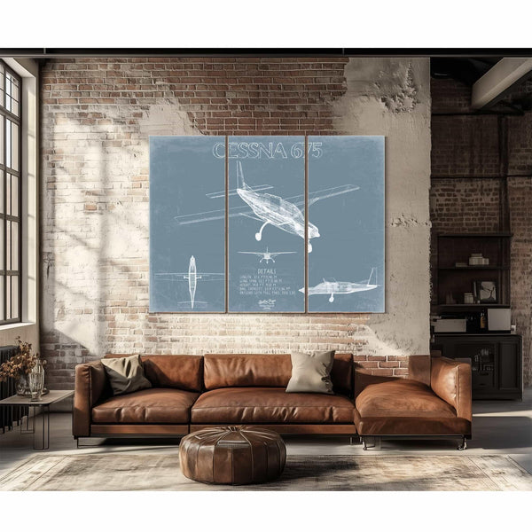 Bella Frye Home & Garden > Decor > Artwork Cessna 675 Skydiver Aircraft Blueprint Wall Art - Original Airplane Print