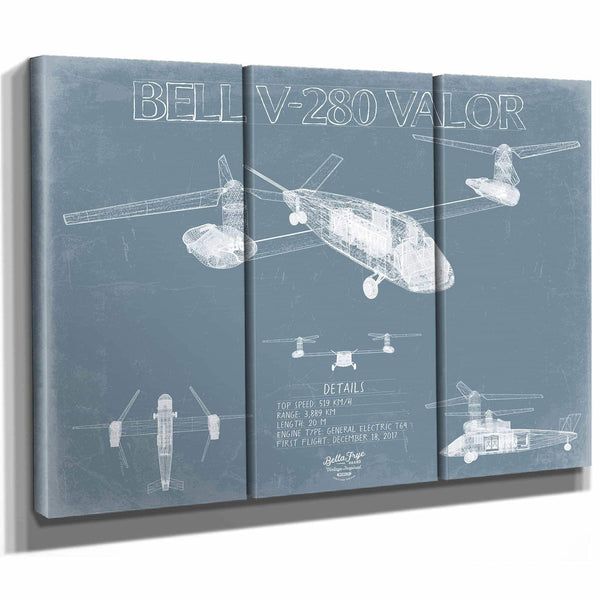 Bella Frye Home & Garden > Decor > Artwork Bell V-280 Valor Aircraft Blueprint Wall Art - Original Aviation Plane Print
