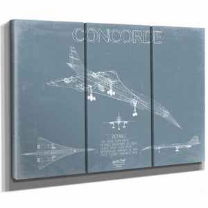 Bella Frye Home & Garden > Decor > Artwork Concorde Aircraft Blueprint Wall Art - Original Airplane Print