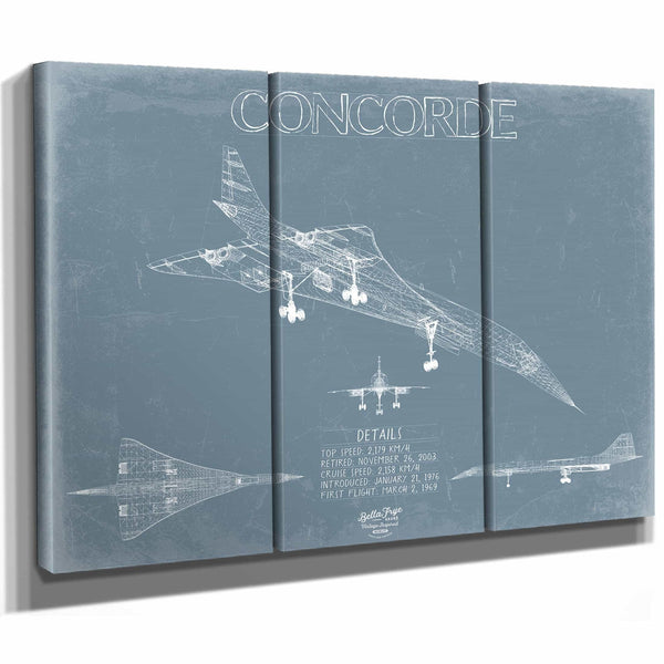 Bella Frye Home & Garden > Decor > Artwork Concorde Aircraft Blueprint Wall Art - Original Airplane Print