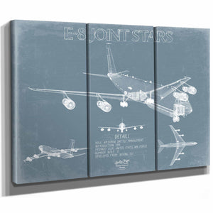 Bella Frye Home & Garden > Decor > Artwork Northrop Grumman E-8 Joint STARS Aircraft Blueprint Wall Art - Original Aviation Plane Print