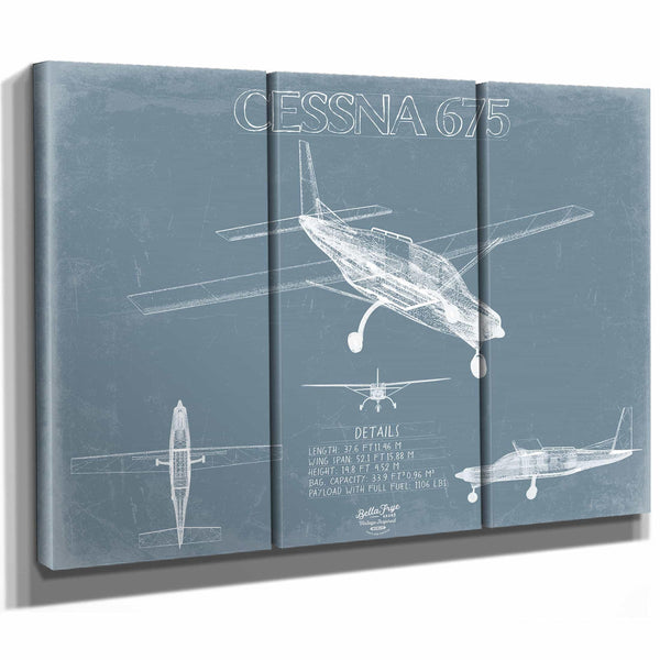 Bella Frye Home & Garden > Decor > Artwork Cessna 675 Skydiver Aircraft Blueprint Wall Art - Original Airplane Print