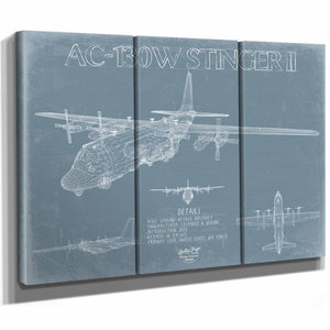 Bella Frye Home & Garden > Decor > Artwork AC-130W Stinger II Aircraft Blueprint Wall Art - Original Aviation Plane Print