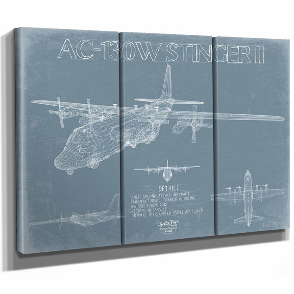 Bella Frye Home & Garden > Decor > Artwork AC-130W Stinger II Aircraft Blueprint Wall Art - Original Aviation Plane Print
