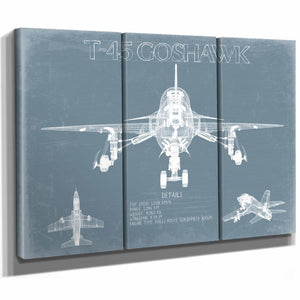 Bella Frye Home & Garden > Decor > Artwork McDonnell Douglas T-45 Goshawk Aircraft Blueprint Wall Art - Original Aviation Plane Print