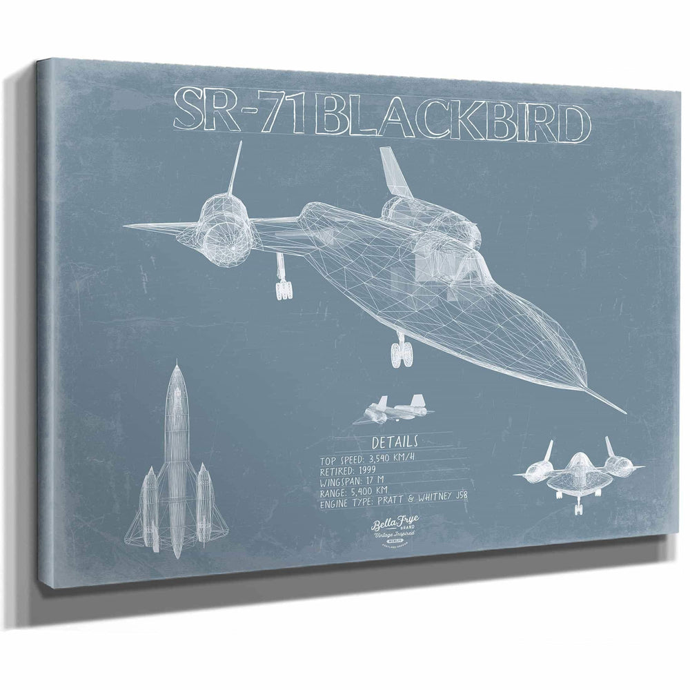 Bella Frye Home & Garden > Decor > Artwork Lockheed SR-71 Blackbird Aircraft Blueprint Wall Art - Original Military Plane Print