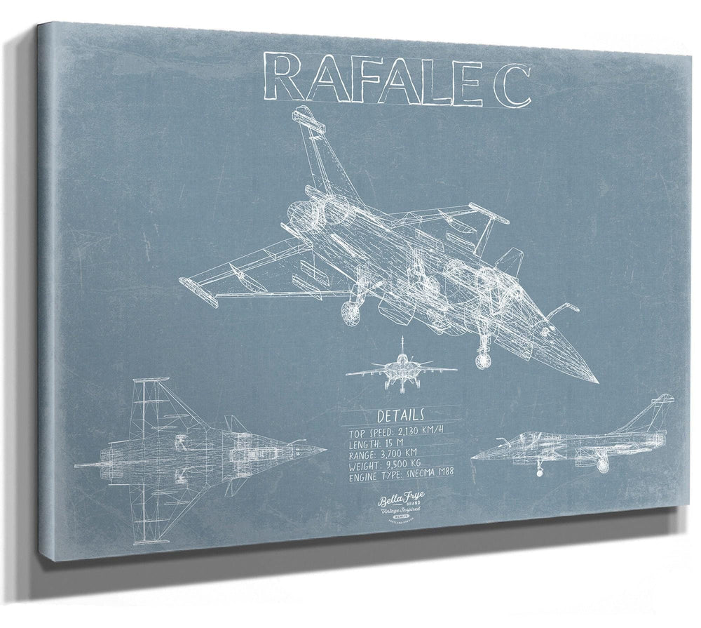 Bella Frye Home & Garden > Decor > Artwork Rafale C Aircraft Blueprint Wall Art - Original Fighter Plane Print