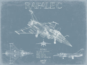 Bella Frye Home & Garden > Decor > Artwork Rafale C Aircraft Blueprint Wall Art - Original Fighter Plane Print