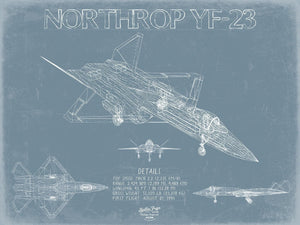Bella Frye Home & Garden > Decor > Artwork YF-23 Black Widow II Aircraft Blueprint Wall Art - Original Fighter Plane Print