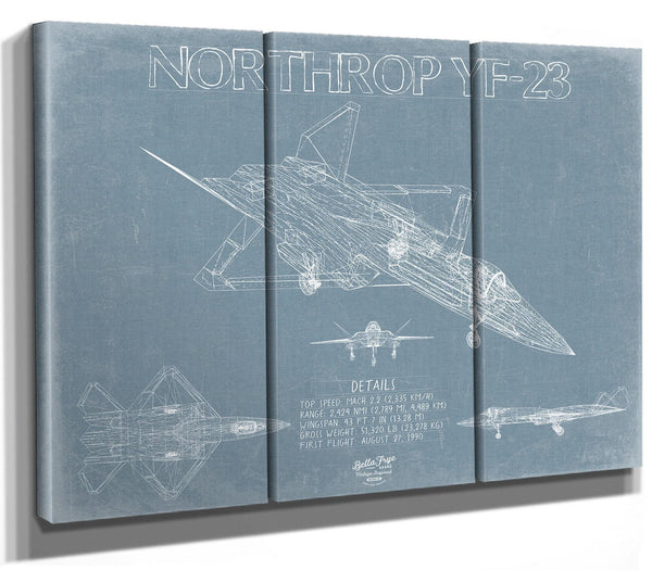 Bella Frye Home & Garden > Decor > Artwork YF-23 Black Widow II Aircraft Blueprint Wall Art - Original Fighter Plane Print