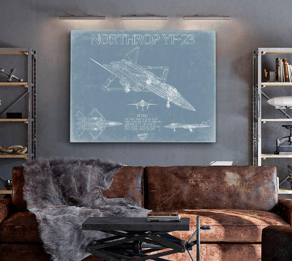 Bella Frye Home & Garden > Decor > Artwork YF-23 Black Widow II Aircraft Blueprint Wall Art - Original Fighter Plane Print