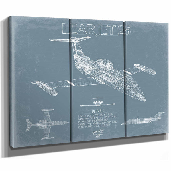 Bella Frye Home & Garden > Decor > Artwork Learjet 25 Aircraft Blueprint Wall Art - Original Airplane Print