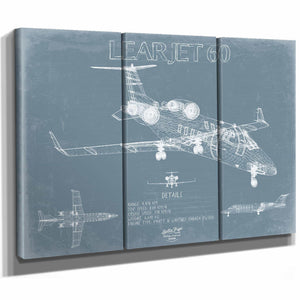 Bella Frye Home & Garden > Decor > Artwork Learjet 60 Aircraft Blueprint Wall Art - Original Airplane Print