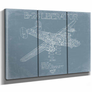 Bella Frye Home & Garden > Decor > Artwork B-24 Liberator Aircraft Blueprint Wall Art - Original Aviation Plane Print