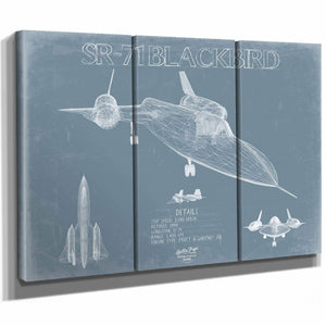 Bella Frye Home & Garden > Decor > Artwork Lockheed SR-71 Blackbird Aircraft Blueprint Wall Art - Original Military Plane Print