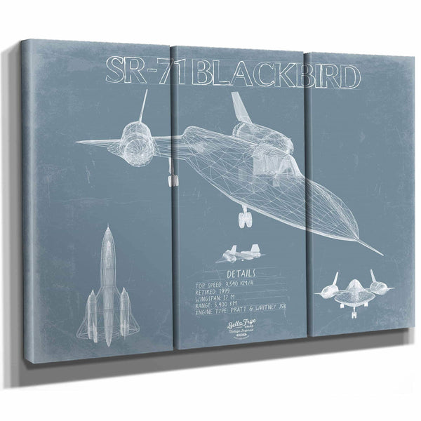 Bella Frye Home & Garden > Decor > Artwork Lockheed SR-71 Blackbird Aircraft Blueprint Wall Art - Original Military Plane Print