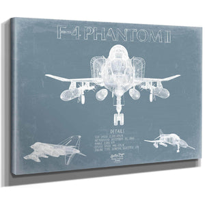 Bella Frye Home & Garden > Decor > Artwork F-4 Phantom II Aircraft Blueprint Wall Art - Original Fighter Plane Print