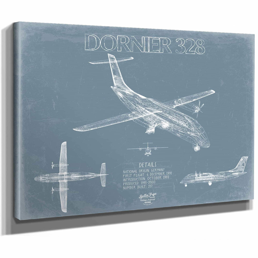 Bella Frye Home & Garden > Decor > Artwork Dornier 328 Blueprint Wall Art - Original Aviation Plane Print