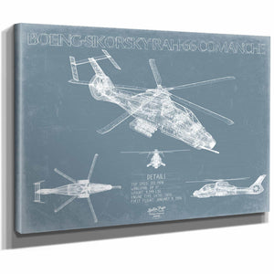 Bella Frye Home & Garden > Decor > Artwork Boeing-Sikorsky RAH-66 Comanche Aircraft Blueprint Wall Art - Original Aviation Plane Print