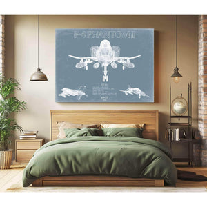 Bella Frye Home & Garden > Decor > Artwork F-4 Phantom II Aircraft Blueprint Wall Art - Original Fighter Plane Print