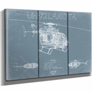 Bella Frye Home & Garden > Decor > Artwork Eurocopter UH-72 Lakota Helicopter Blueprint Wall Art - Original Aviation Print