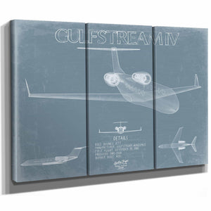 Bella Frye Home & Garden > Decor > Artwork Gulfstream IV Aircraft Blueprint Wall Art - Original Aviation Plane Print