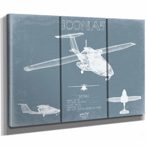 Bella Frye Home & Garden > Decor > Artwork ICON A5 Light-Sport Aircraft Blueprint Wall Art - Original Airplane Print