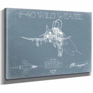 Bella Frye Home & Garden > Decor > Artwork F-4G Wild Weasel Aircraft Blueprint Wall Art - Original Fighter Plane Print