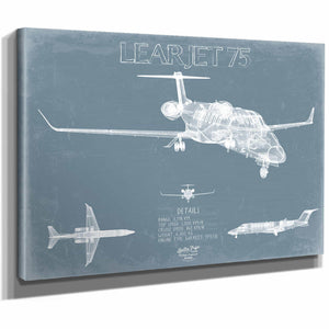 Bella Frye Home & Garden > Decor > Artwork Learjet 75 Aircraft Blueprint Wall Art - Original Airplane Print