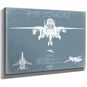 Bella Frye Home & Garden > Decor > Artwork F-14 Tomcat Top Gun Aircraft Blueprint Wall Art - Original Airplane Print