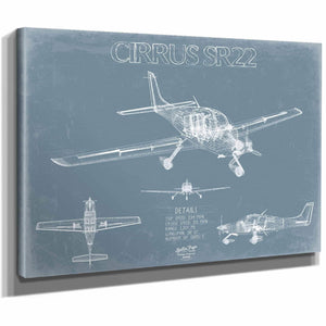Bella Frye Home & Garden > Decor > Artwork Cirrus SR22 Aircraft Blueprint Wall Art - Original Airplane Print