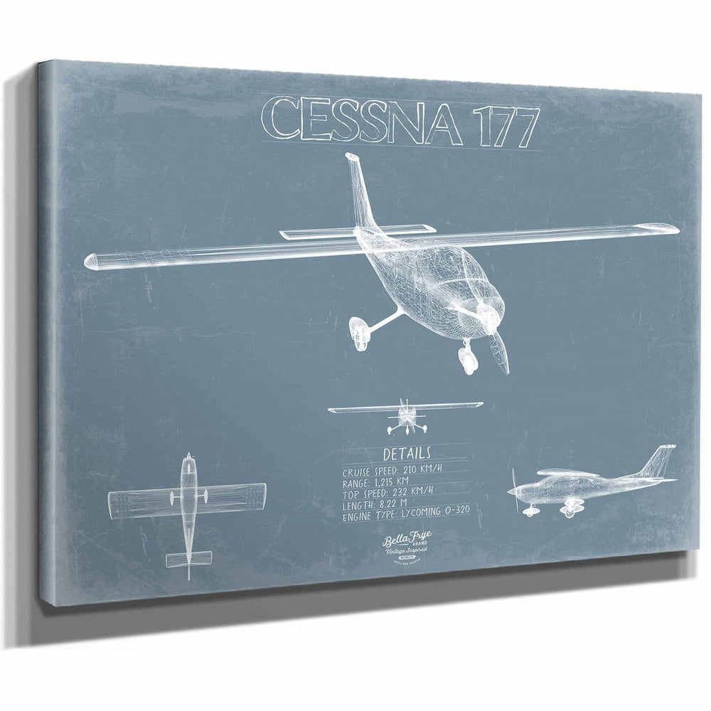 Bella Frye Home & Garden > Decor > Artwork Cessna 177 Cardinal Aircraft Blueprint Wall Art - Original Airplane Print