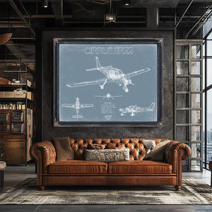 Bella Frye Home & Garden > Decor > Artwork Cirrus SR22 Aircraft Blueprint Wall Art - Original Airplane Print