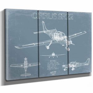Bella Frye Home & Garden > Decor > Artwork Cirrus SR22 Aircraft Blueprint Wall Art - Original Airplane Print